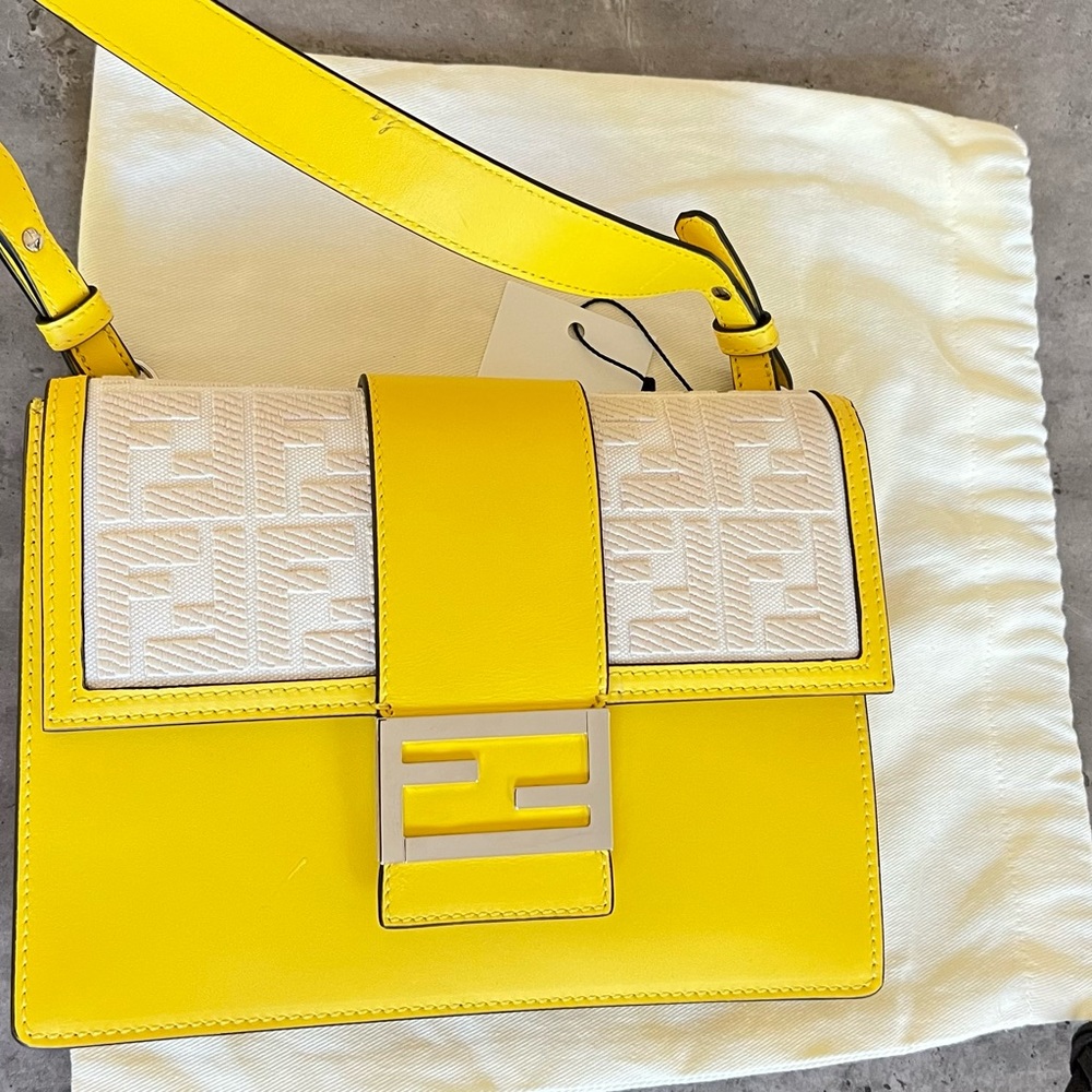 Fendi Flat leather baguette yellow bag